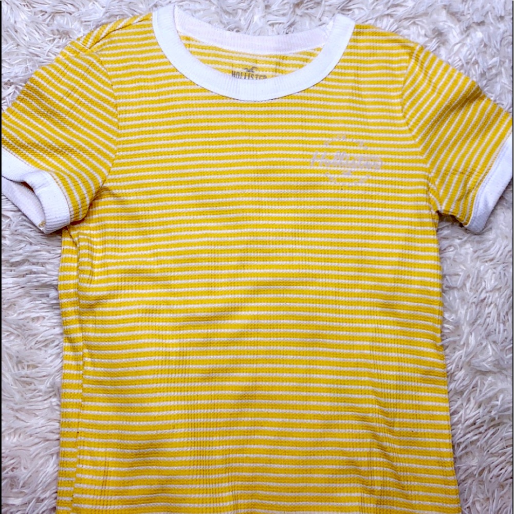 Hollister Yellow & White striped Slim Tee